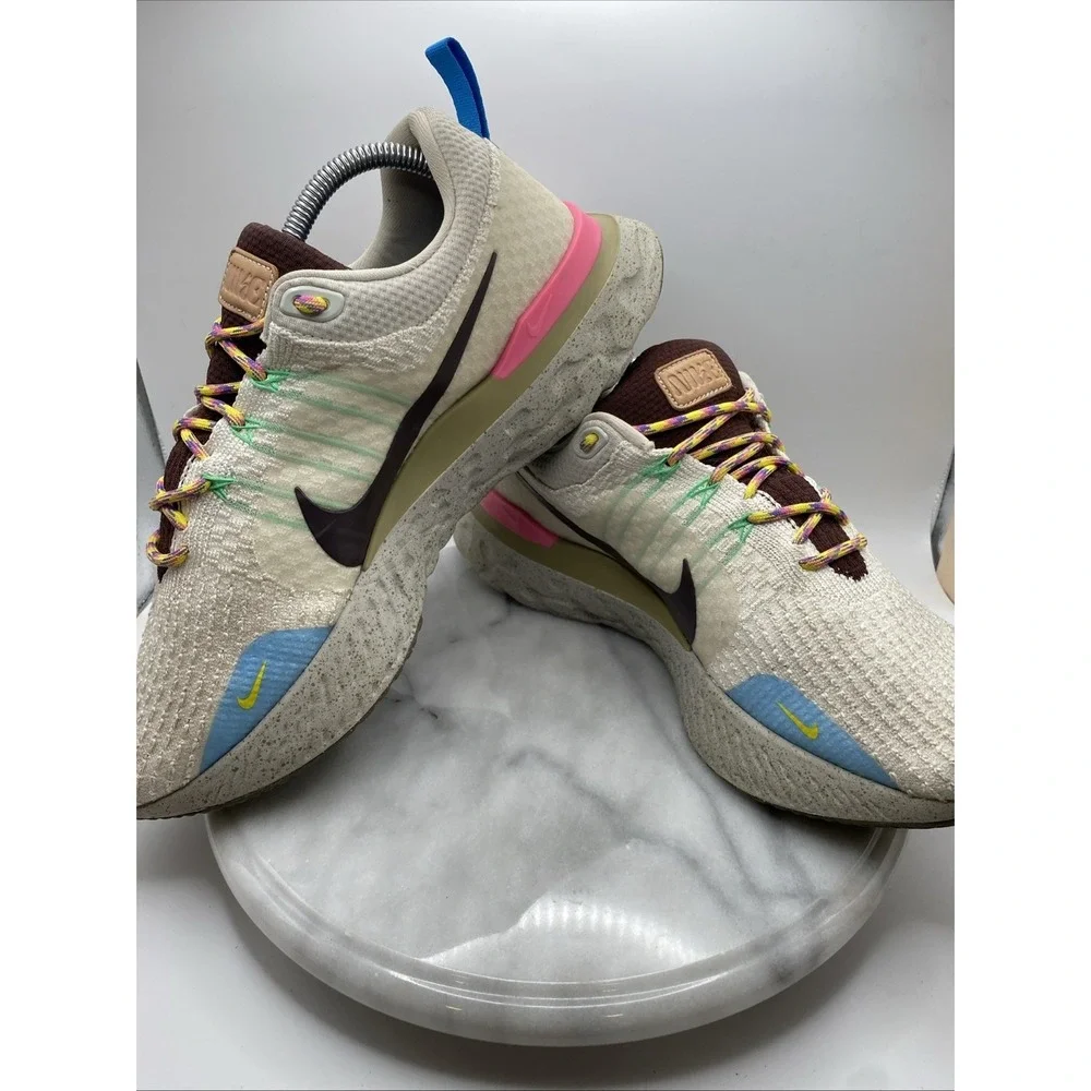 Nike Mens React Infinity Run Flyknit 3 Sail Pinksicle Earth FJ7068-120 Size 11.5